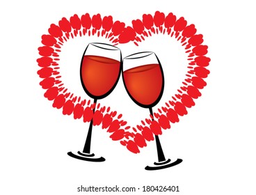love and glasses of wine