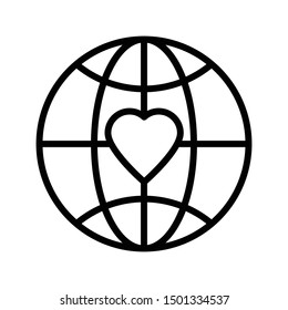 love global thin line vector icon