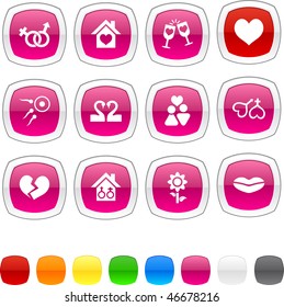 Love glossy icons. Vector buttons.