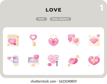 Love Glyph Icons Pack for UI. Pixel perfect thin line vector icon set for web design and website application.