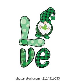 Love Gnome St. Patrick’s Day vector for T-shirt