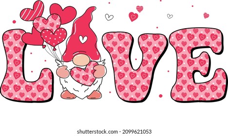 Love Gnome Valentine Sublimation Designs valentine day t-shirt design Vector