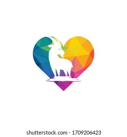 Diseño vectorial de plantilla de logotipo de cabra de amor. Un concepto de logo de cabra barba.