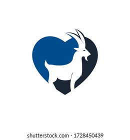 Diseño vectorial de plantilla con logotipo de cabra de amor. Un concepto del logo de la cabra de barba.
