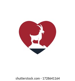 Diseño vectorial de plantilla con logotipo de cabra de amor. Un concepto del logo de la cabra de barba.