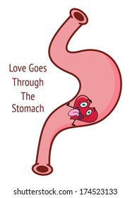 Love goes through the stomach vector colorful cartoon