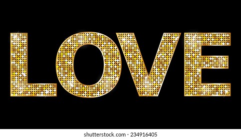 LOVE, gold letters
