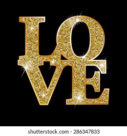 LOVE, Gold Letters
