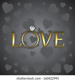  Love with gold ring. Vector illustration