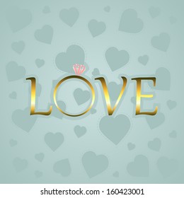  Love with gold ring. Vector illustration