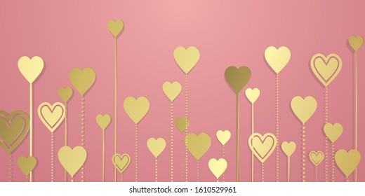 Love golden hearts background illustration love banner
