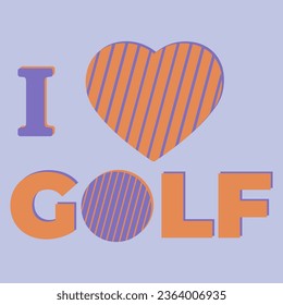 i love golf, font type with signs,vector illustration