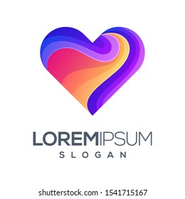 love gradient color logo design 
