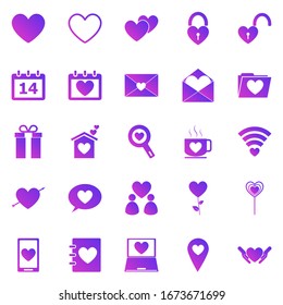 Love gradient icons on white background, stock vector