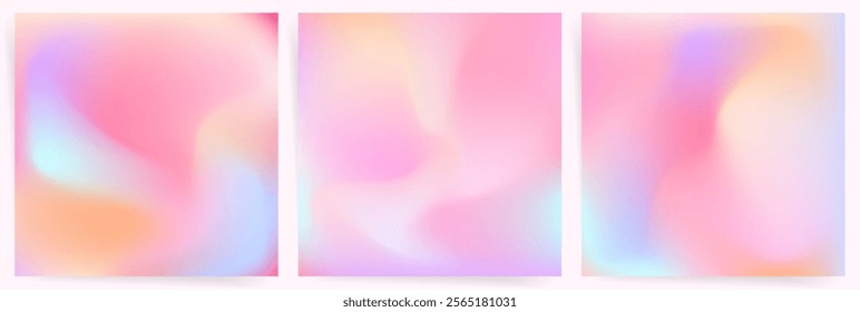 Love Gradient. Pink and pastel gradient background set. Abstract  blurred tones of pink, peach, and lavender with soft transitions. Vector gradient collection for modern design.