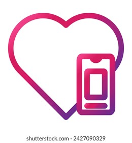 icono de estilo de degradado de amor aislado sobre fondo blanco
