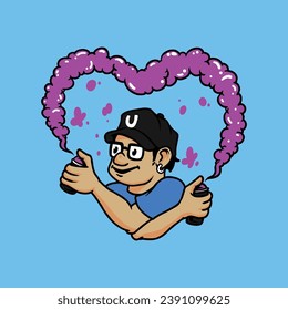 Love Graffiti, Love Bomber, Love Spray Paint Vector  Character Cartoon Illustration