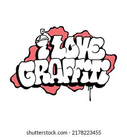 i love graffiti.vector illustration.decorative lettering in graffiti style.modern typography design perfect for t shirt,poster,banner,flyer,sticker,web design,social media and different uses