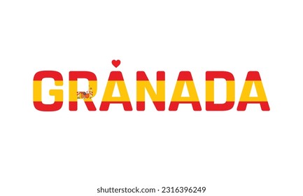 I love Granada, Typographic Design, Flag of Spain Corporate in Granada, Granada, Granada Vector, Love, Vector, Flag of Spain, I love Spain