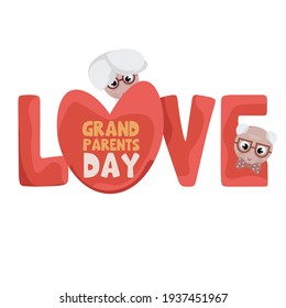 Love granparents grandma day image icon- Vector