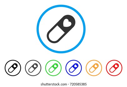 Love Granule rounded icon. Style is a flat love granule gray symbol inside light blue circle with black, gray, green, blue, red, orange variants. Vector designed for web and software interfaces.