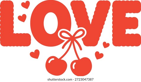 Liebe Grafik-Design-Element mit Kirschen Herzen und romantische Sentimentalität