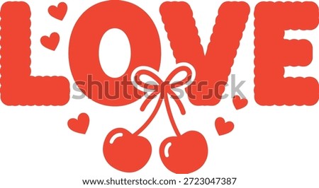 Love graphic design element with cherries hearts and romantic sentimentality