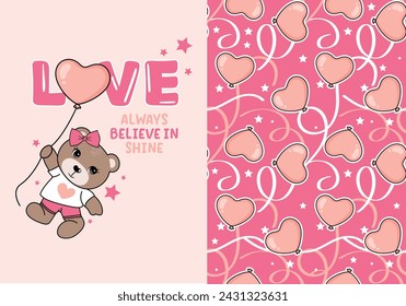 love graphic tees for girl bear heart