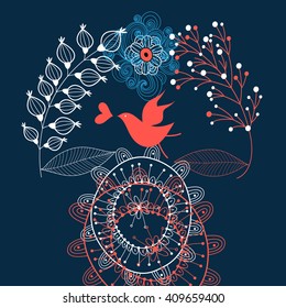  love graphics birdie on vegetable background with heart