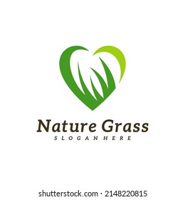 Love Grass logo design vector, Creative Grass logo design Template Illustration