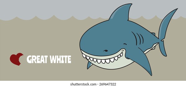 Love Great white. Cute funny looking Great white shark illustration