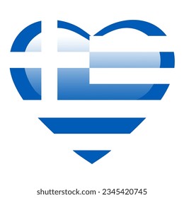 Love Greece flag, Greece heart glossy button, Greece flag icon symbol of love. Patriotic national Greece symbol. 