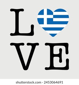 I Love Greece flag heart icon vector illustration