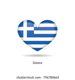 Love Greece - heart flag. Vector EPS10 Illustration.