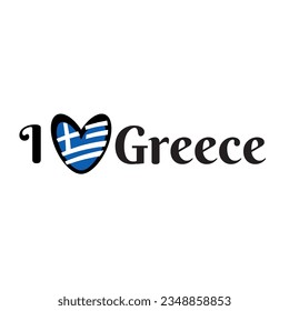  I love Greece, vector graphic, heart flag