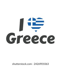 Me encanta Grecia vector slogan con el corazón. Letras de texto para diseño de camiseta.