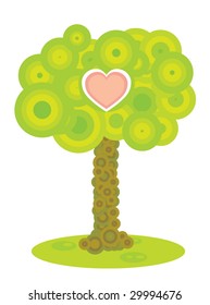 Love Green. Abstract Vector Tree.