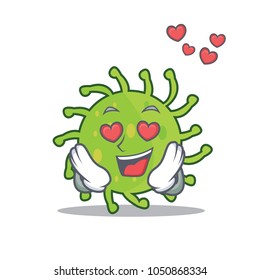 In love green bacteria mascot cartoon