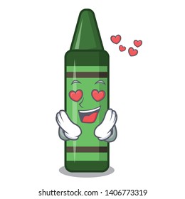 In love green crayon in the mascot shape