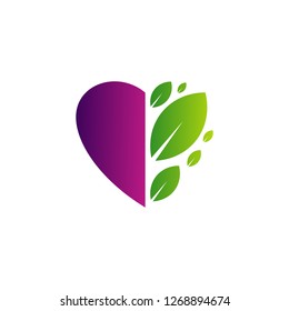 Love Green Creative logo concepts, Nature Heart logo, elements and symbols, template - Vector