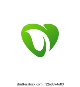 Logotipos de Love Green Creative, logotipo Nature Heart, elementos y símbolos, plantilla - Vector