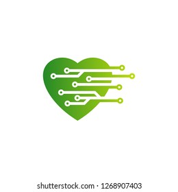 Love Green Creative logo concepts. Media Heart logo. elements and symbols. template - Vector