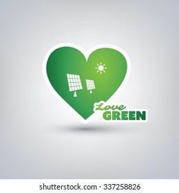 Love Green Design Concept With Green Heart And Text