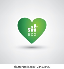 Love Green - Design Concept With Heart Shape and Bar Chart Inside