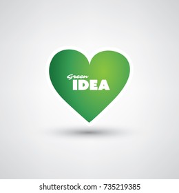 Love Green - Design Concept With Heart Shape and Idea Label