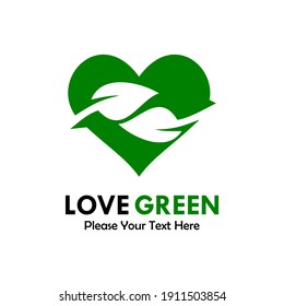 Ilustración del logotipo verde de amor