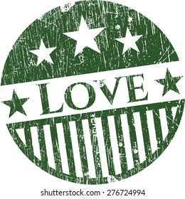 Love green rubber stamp