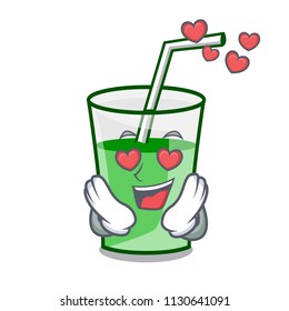 In love green smoothie mascot cartoon vector illustration