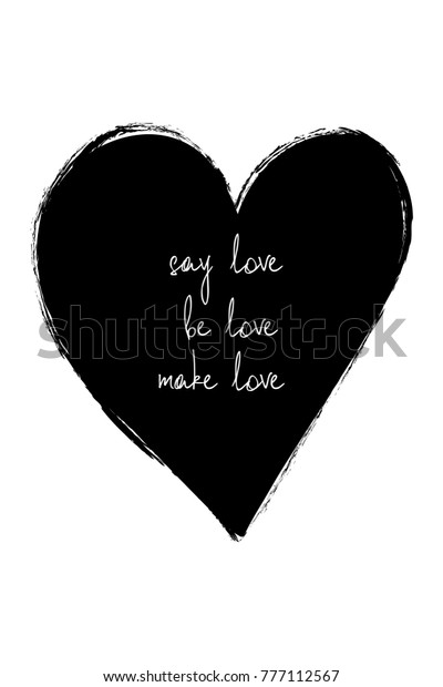 Love Greeting Card Black Heart Text Stock Vector Royalty Free 777112567