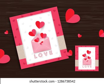 Love greeting card design, tiny hearts are popping out from envelope for Valentine's Day celebration.